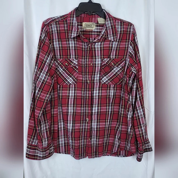 C.E. Schmidt Women's Workwear Red Plaid Long Sleeve Button Down Shirt Size L - Picture 1 of 6